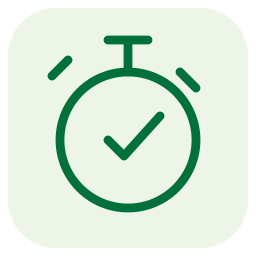 Stopwatch with check mark representing efficient learning